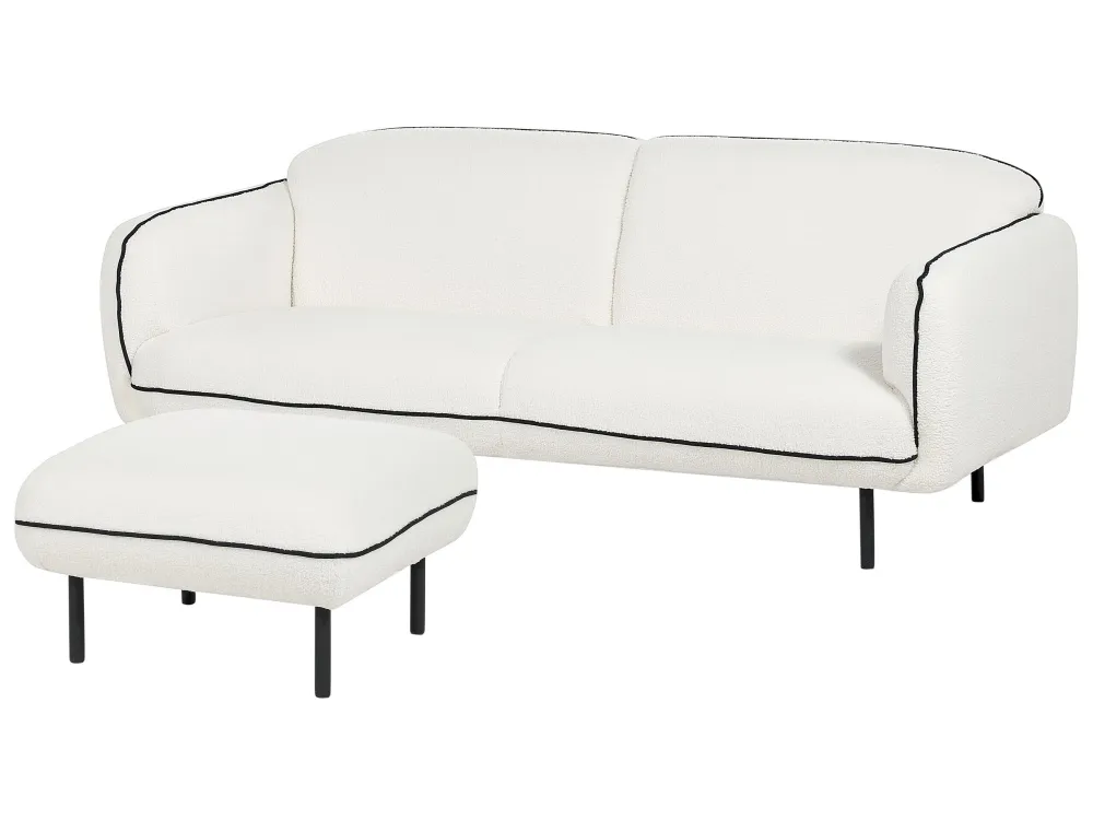 Divano bouclé bianco con ottomano TONSBERG con Rivestimento Tessuto