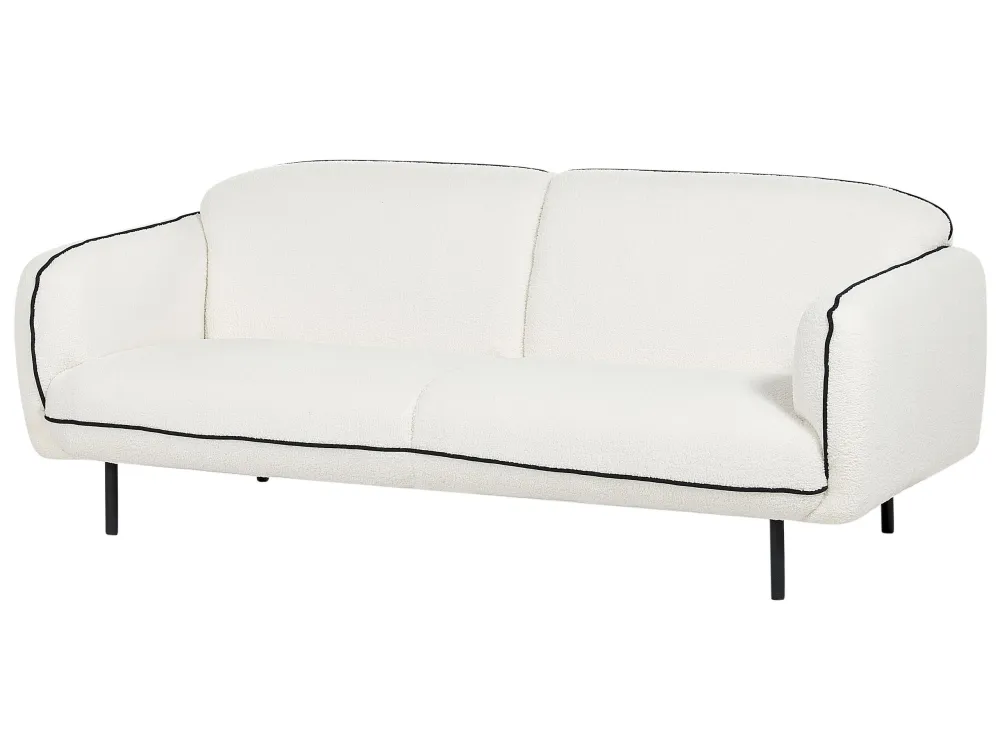 Divano bouclé bianco con ottomano TONSBERG con Rivestimento Tessuto