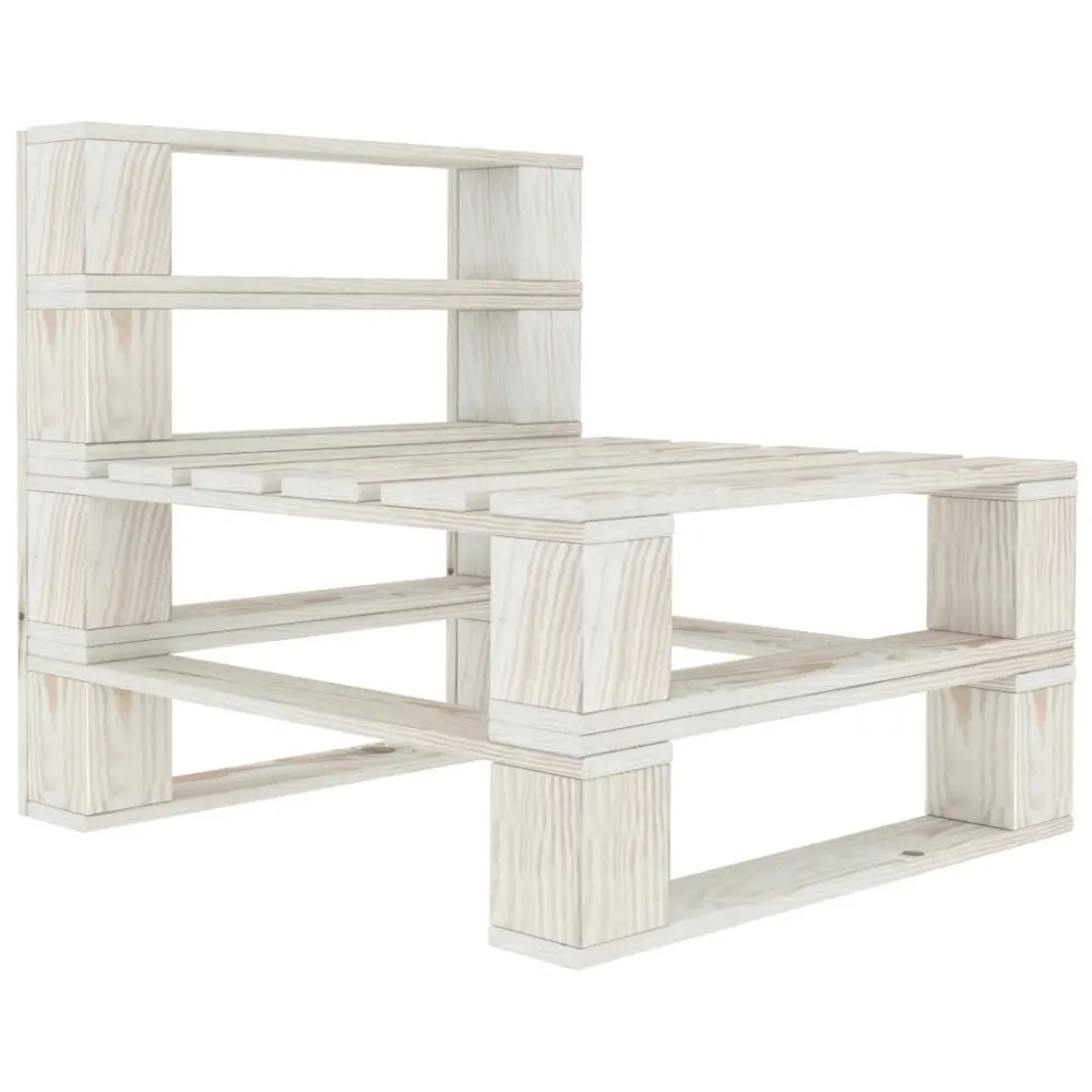 Divano Centrale da Giardino su Pallet Legno Bianco Colori Vivaci