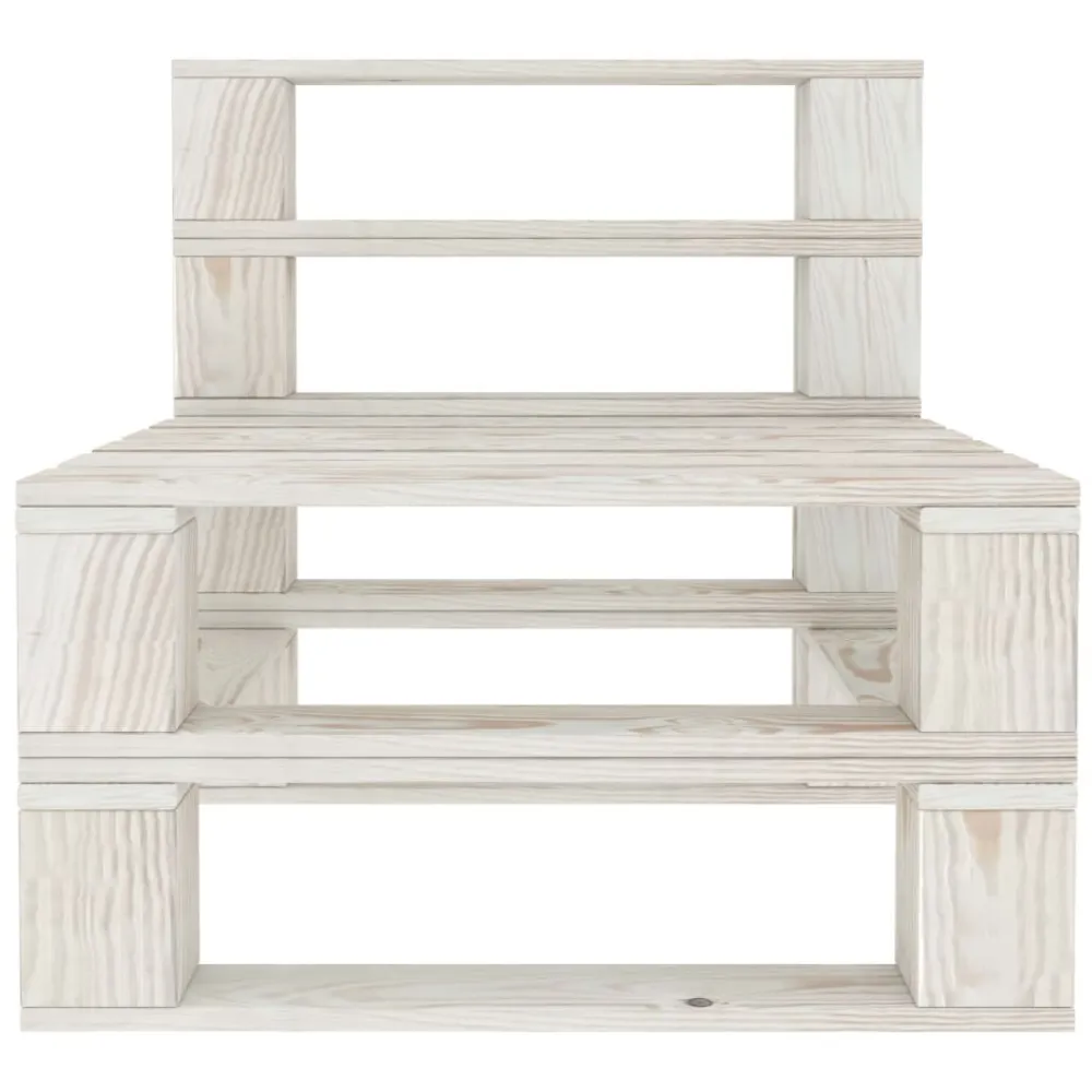 Divano Centrale da Giardino su Pallet Legno Bianco Colori Vivaci