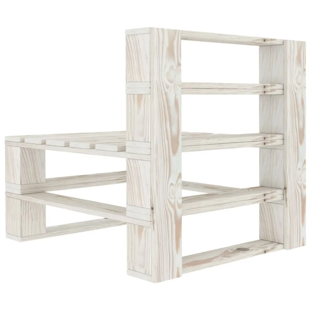 Divano Centrale da Giardino su Pallet Legno Bianco Colori Vivaci