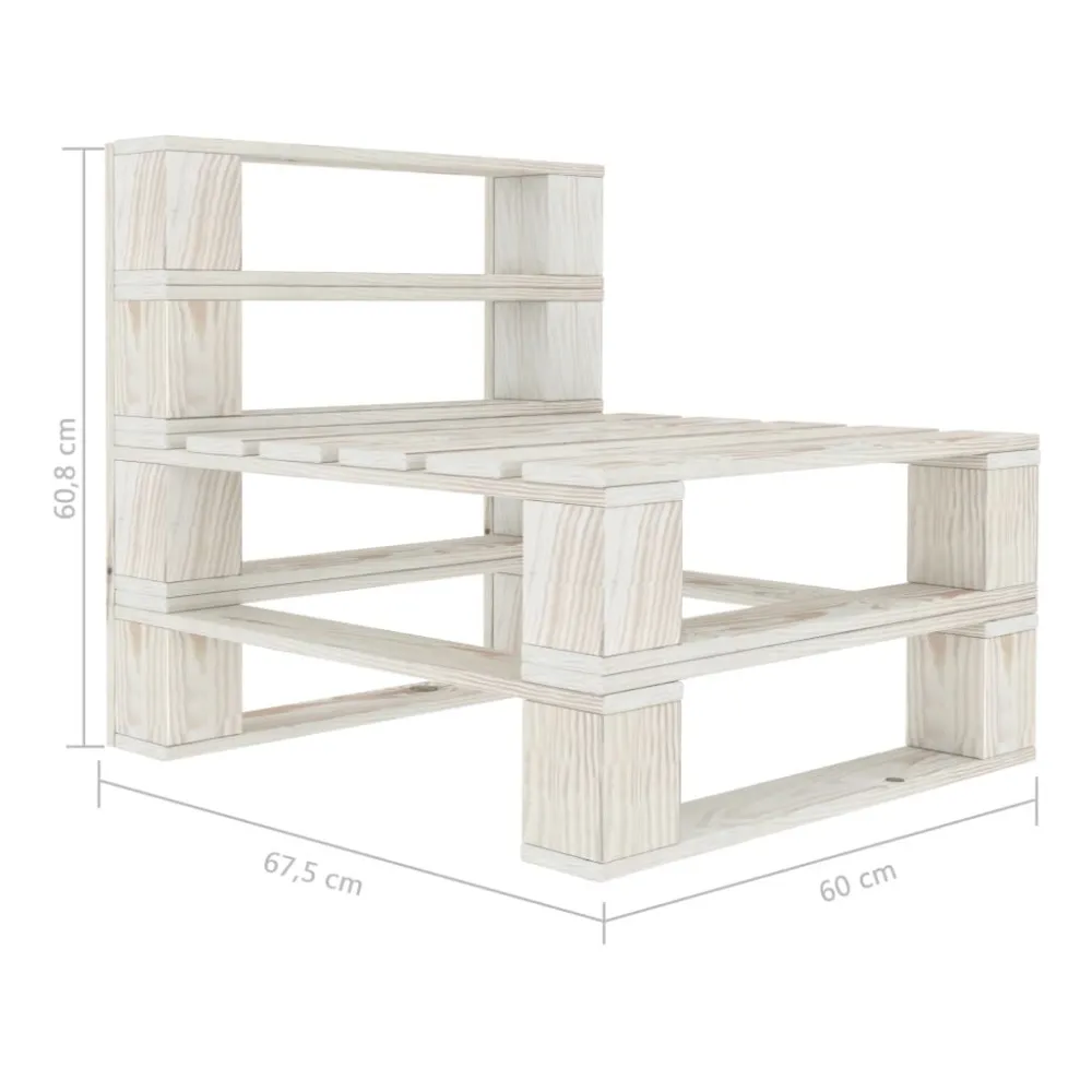 Divano Centrale da Giardino su Pallet Legno Bianco Colori Vivaci