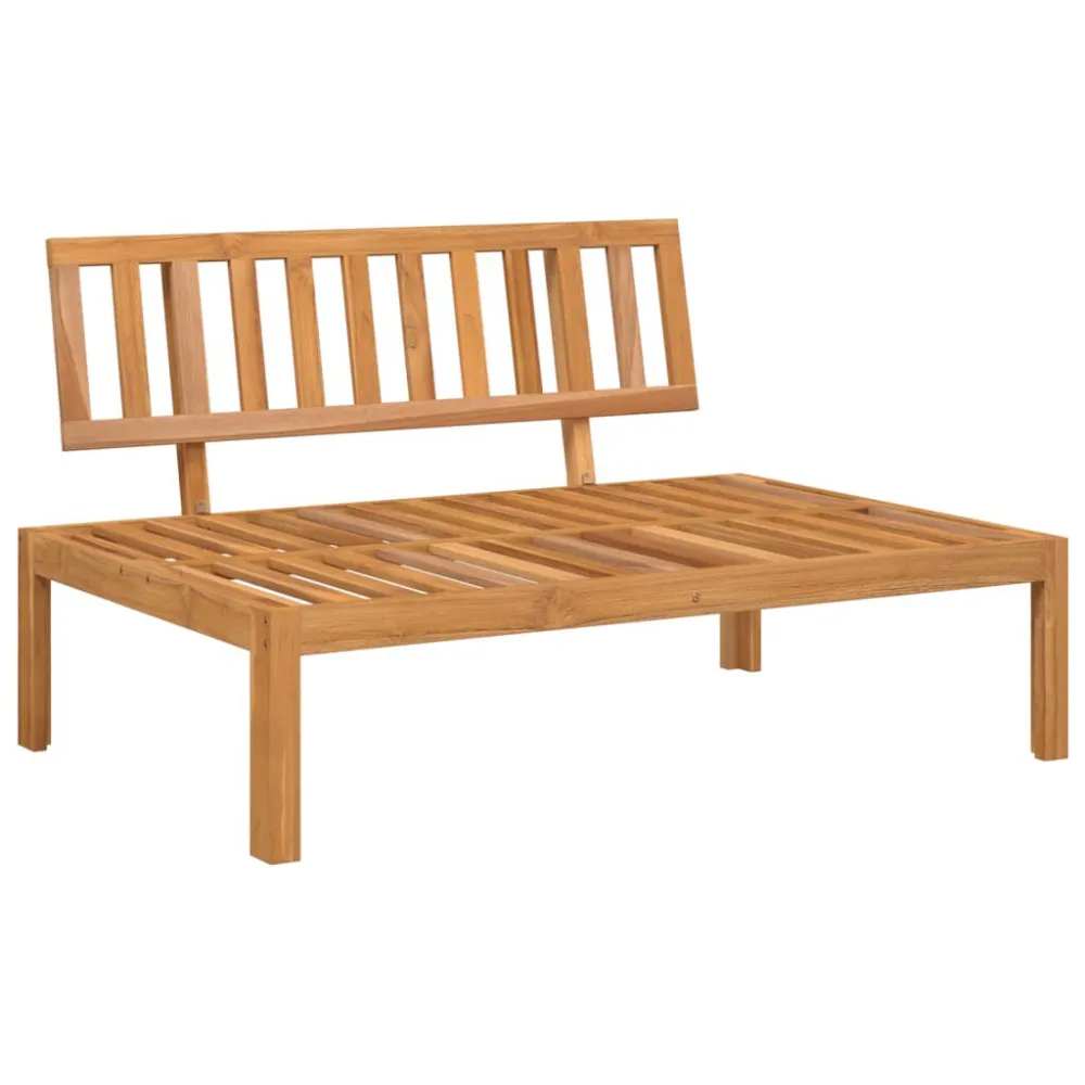 Divano Centrale da Giardino Pallet Legno Massello di Acacia con Portabicchiere Integrato