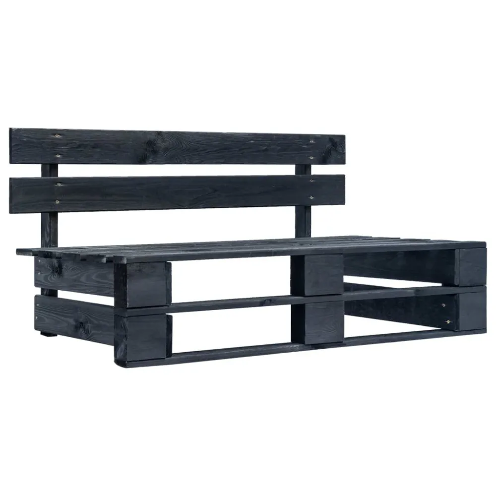 Divano Centrale Giardino su Pallet Nero Legno Pino Impregnato Colori Vivaci