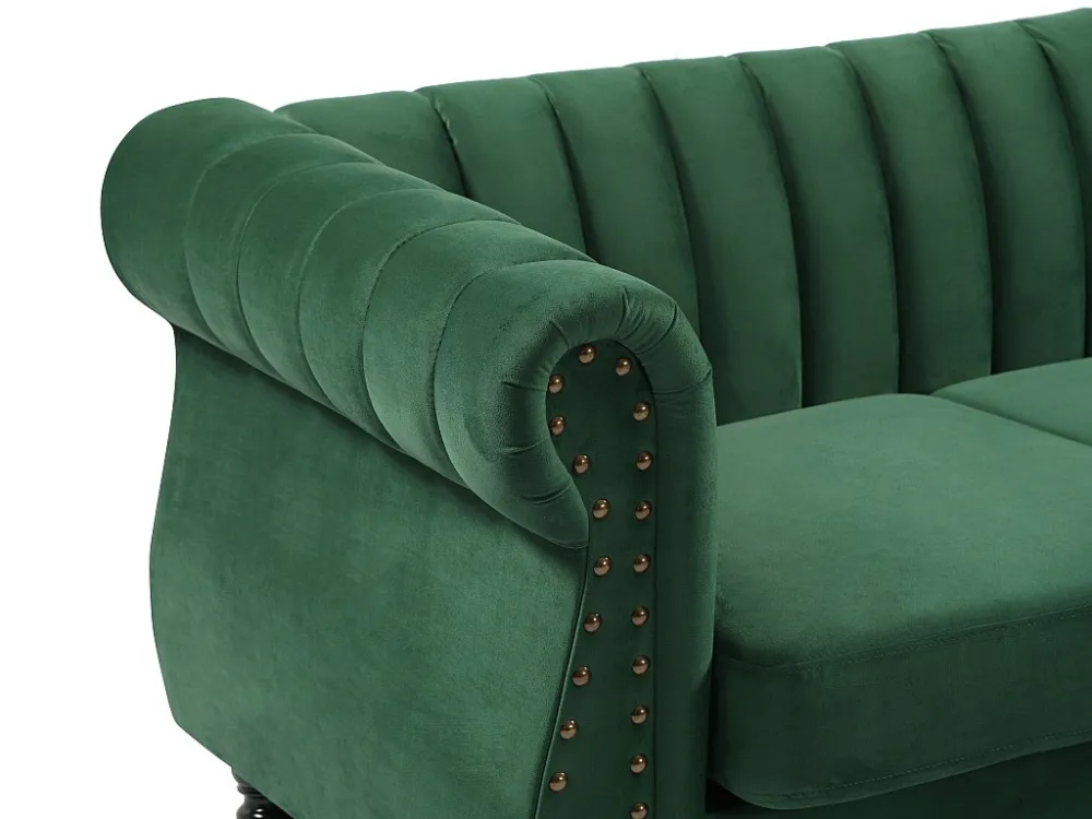 Divano con Angolo reversibile Velluto Verde abete Stile charme retrò TRUMBO