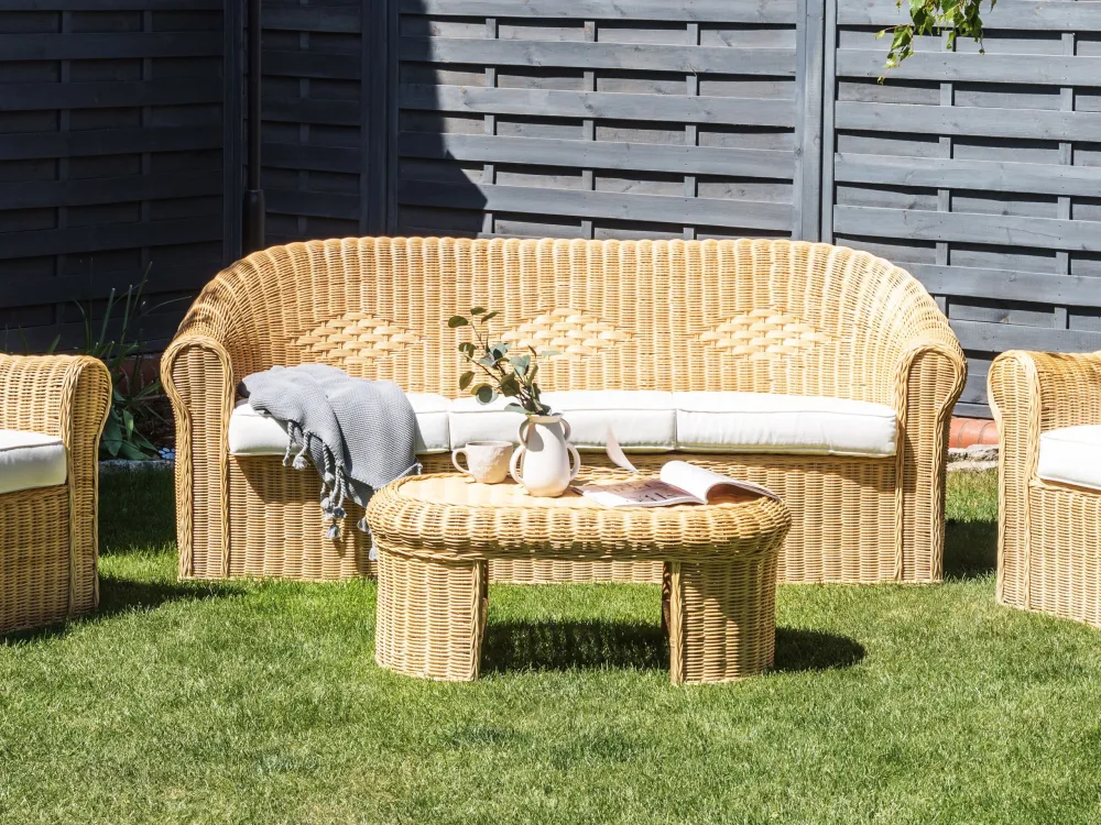 Divano da giardino LIVADEIA Rattan Naturale | Pieghevole e Leggera