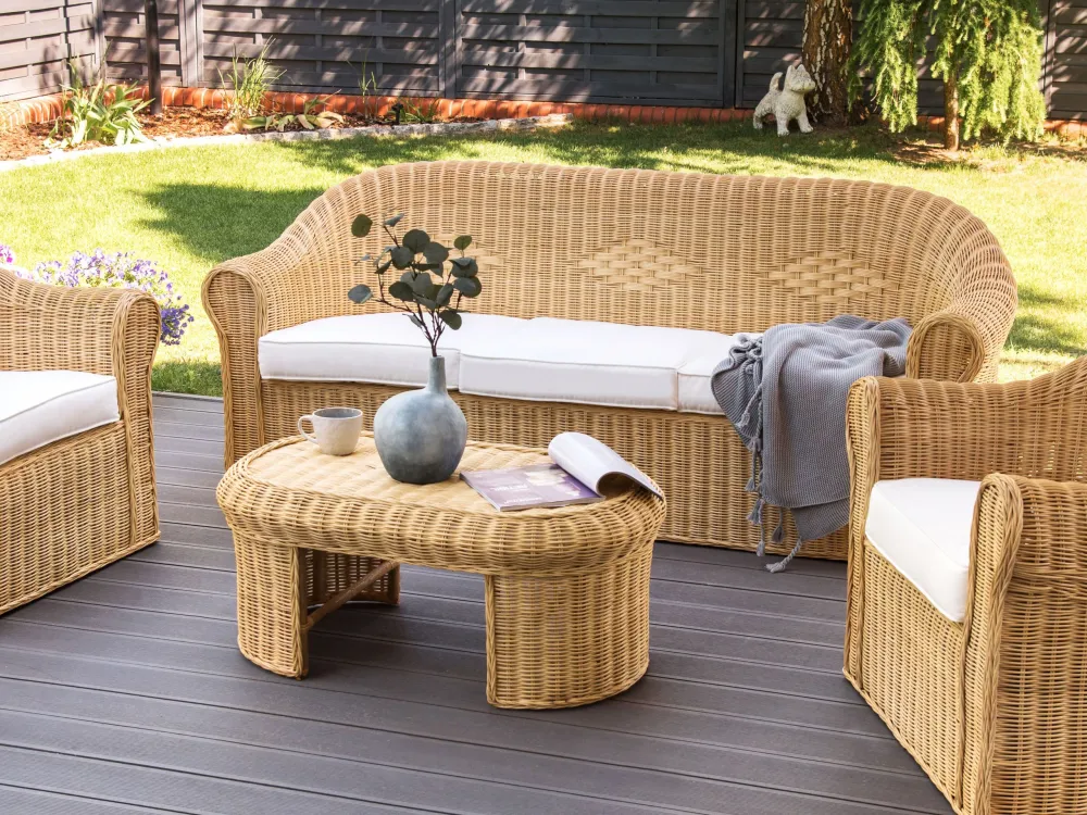 Divano da giardino LIVADEIA Rattan Naturale | Pieghevole e Leggera
