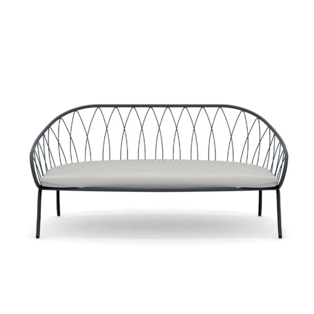 Divano da giardino metallo "Flora" panca lounge impilabile cm 160x78 75h con Rivestimento Tessuto