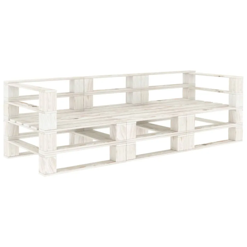 Divano da Giardino Pallet 3 Posti Bianco Legno | Pieghevole e Leggera