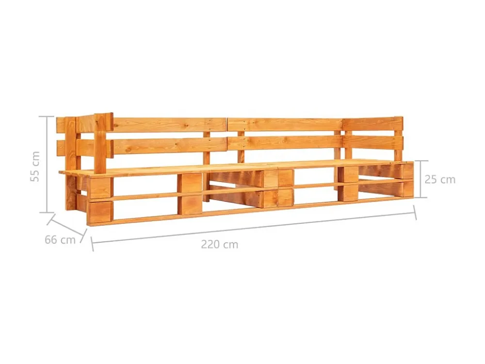 Divano da giardino pallet 2 posti, legno marrone miele Legno Massello