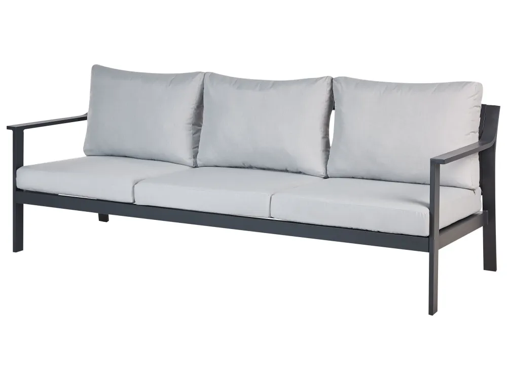 Divano da giardino 3 posti alluminio grigio trasparente KIATO