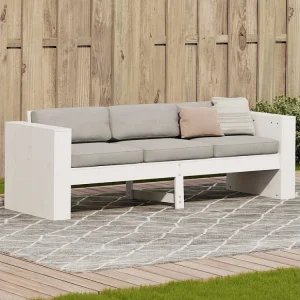 Divano da giardino 3 posti bianco 189x60x62 cm legno di pino massiccio