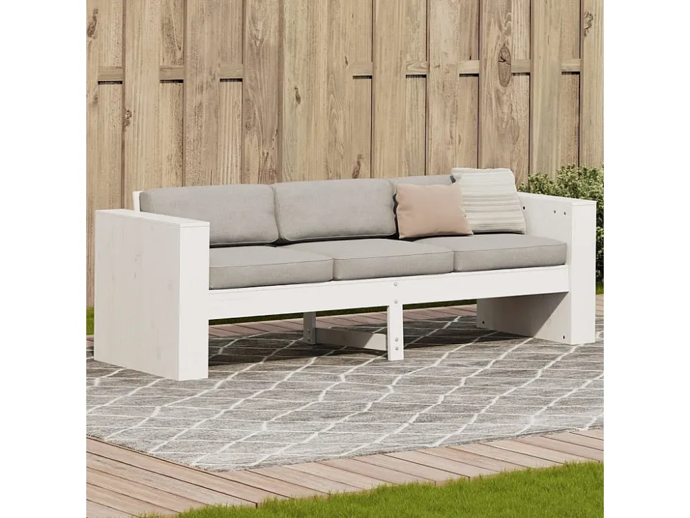 Divano da giardino 3 posti bianco 189x60x62 cm legno di pino massiccio