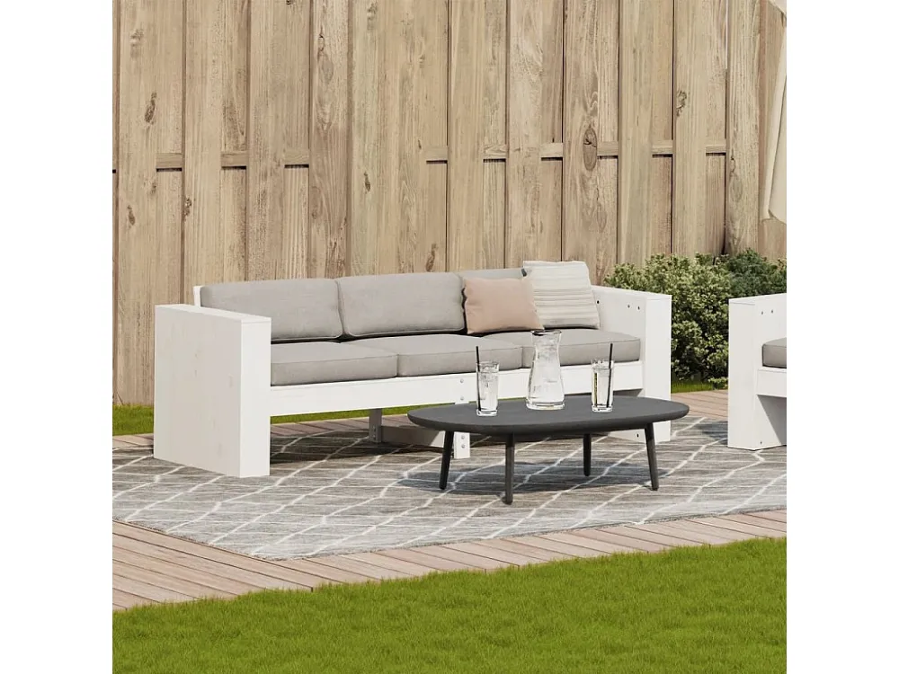 Divano da giardino 3 posti bianco 189x60x62 cm legno di pino massiccio