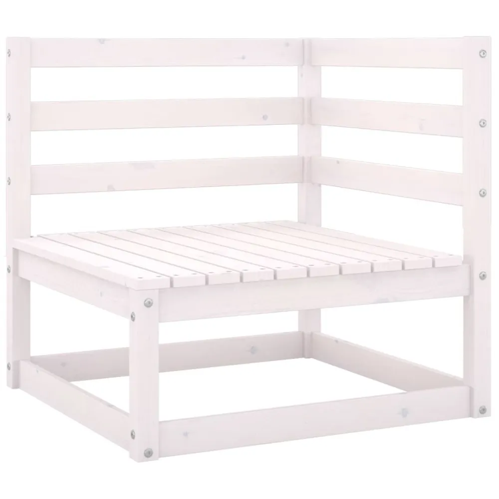 Divano da Giardino 3 Posti Bianco Legno Massello di Pino con Schienale Regolabile