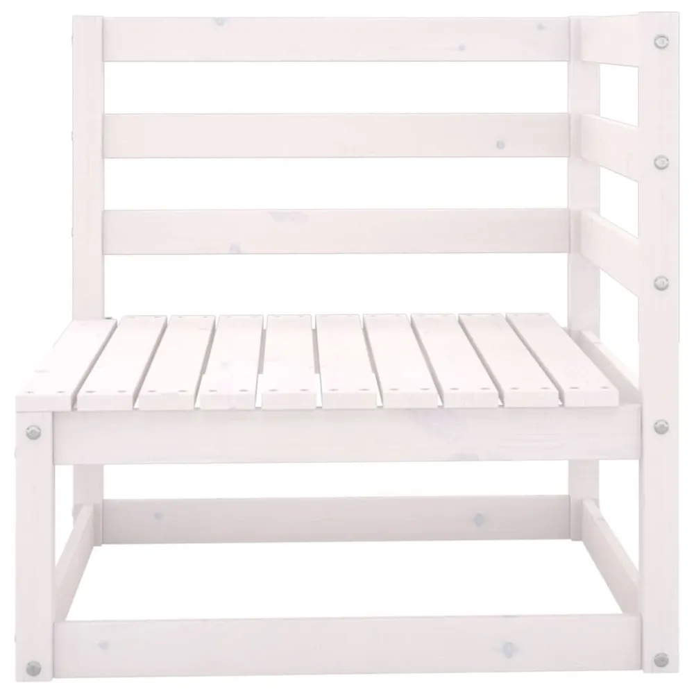 Divano da Giardino 3 Posti Bianco Legno Massello di Pino con Schienale Regolabile
