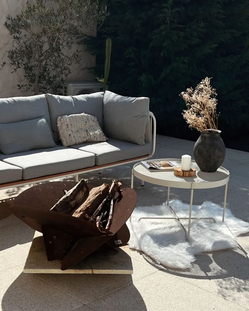 Divano da giardino 3 posti grigio SENISE per Relax all'Aperto