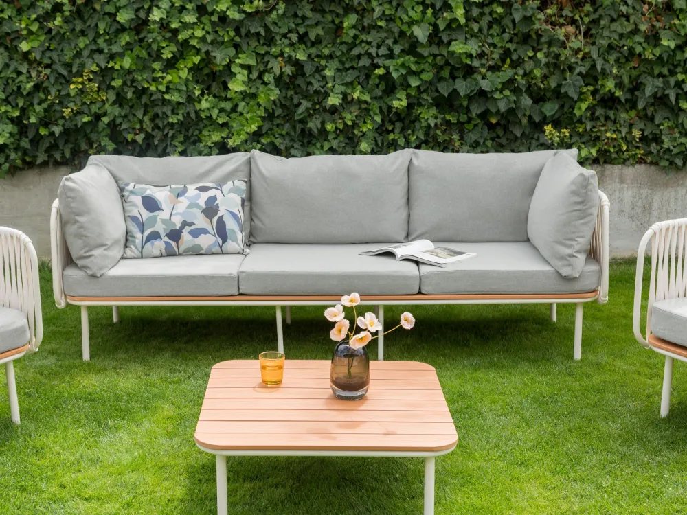 Divano da giardino 3 posti grigio SENISE per Relax all'Aperto