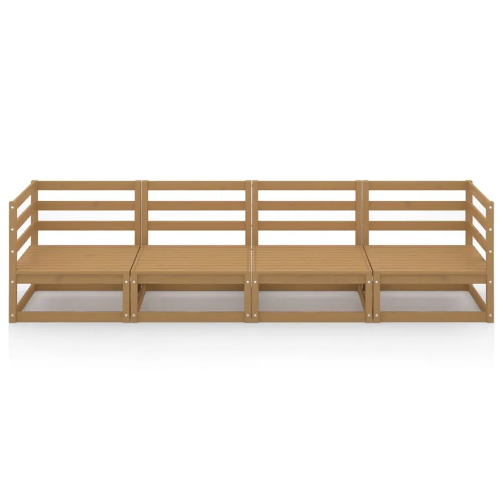 Divano da Giardino 4 Posti Marrone Ambra Legno Massello di Pino Colori Vivaci