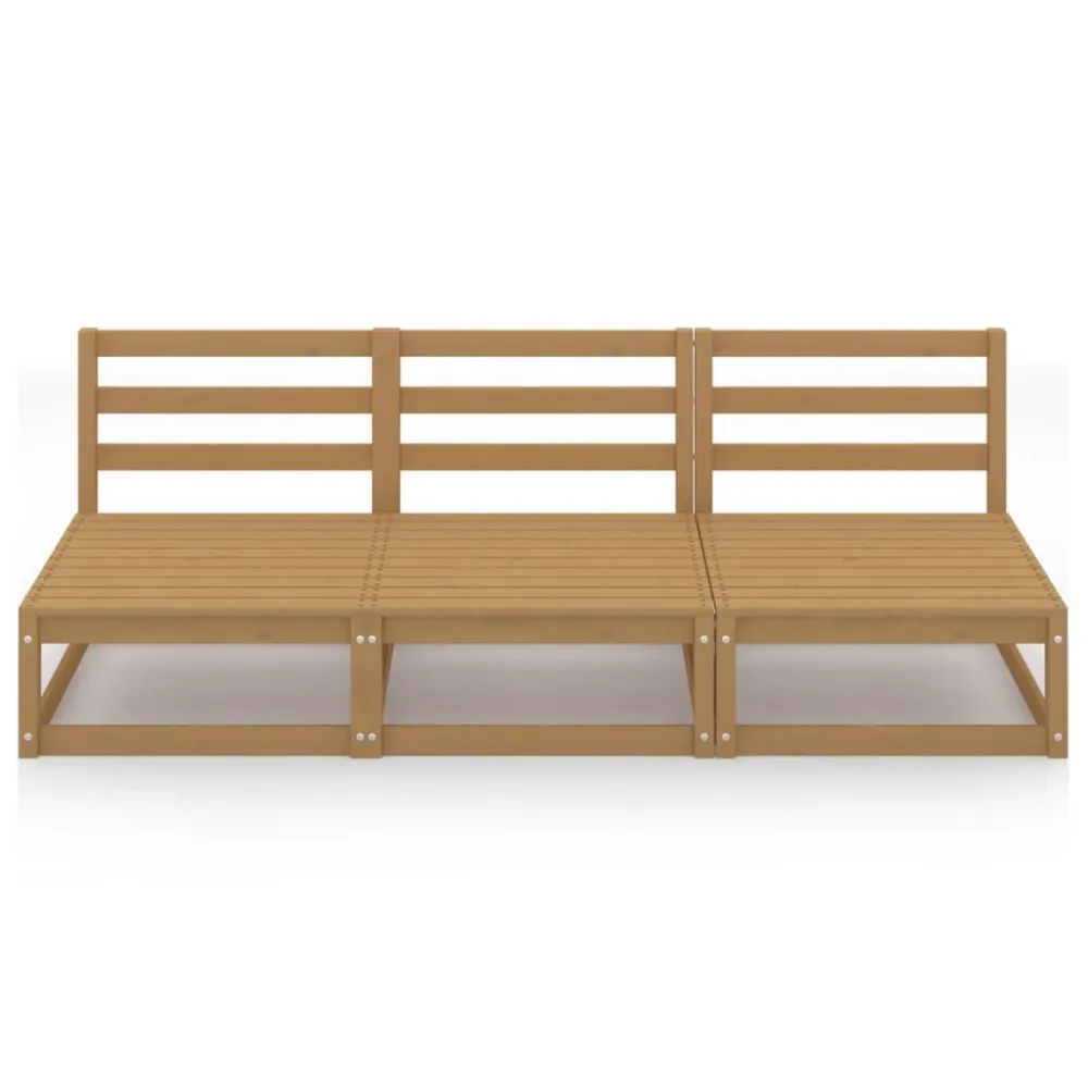Divano da Giardino 3 Posti Marrone Ambra Legno Massello di Pino per Giardino e Spiaggia