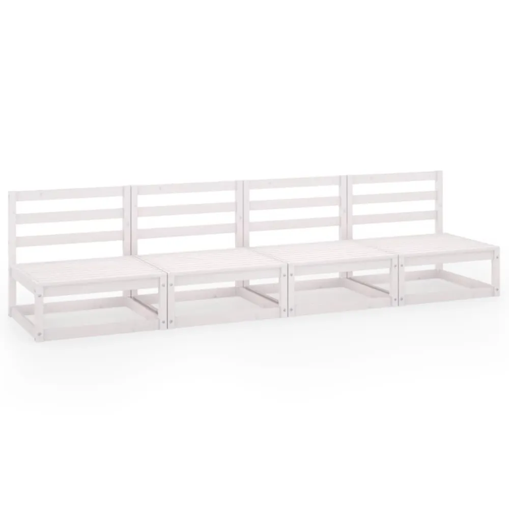 Divano da Giardino 4 Posti Massello di Pino Bianco Materiale Alluminio Anodizzato