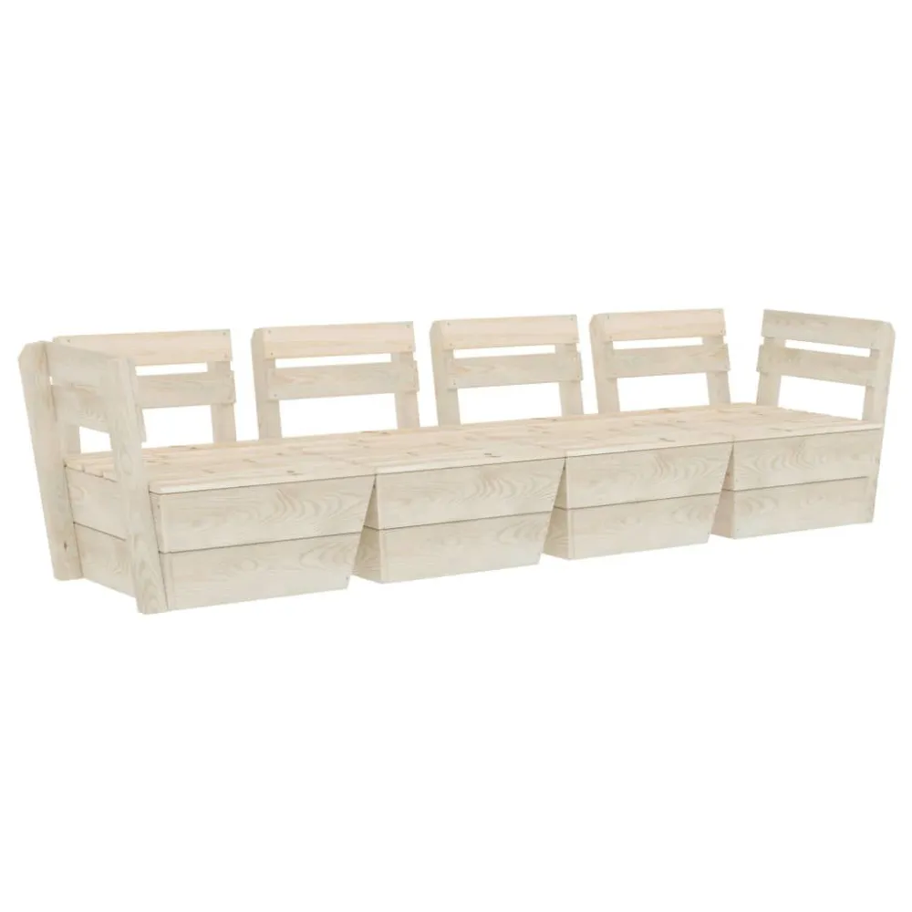 Divano da Giardino 4 Posti su Pallet Legno Abete Impregnato con Sistema di Montaggio Rapido