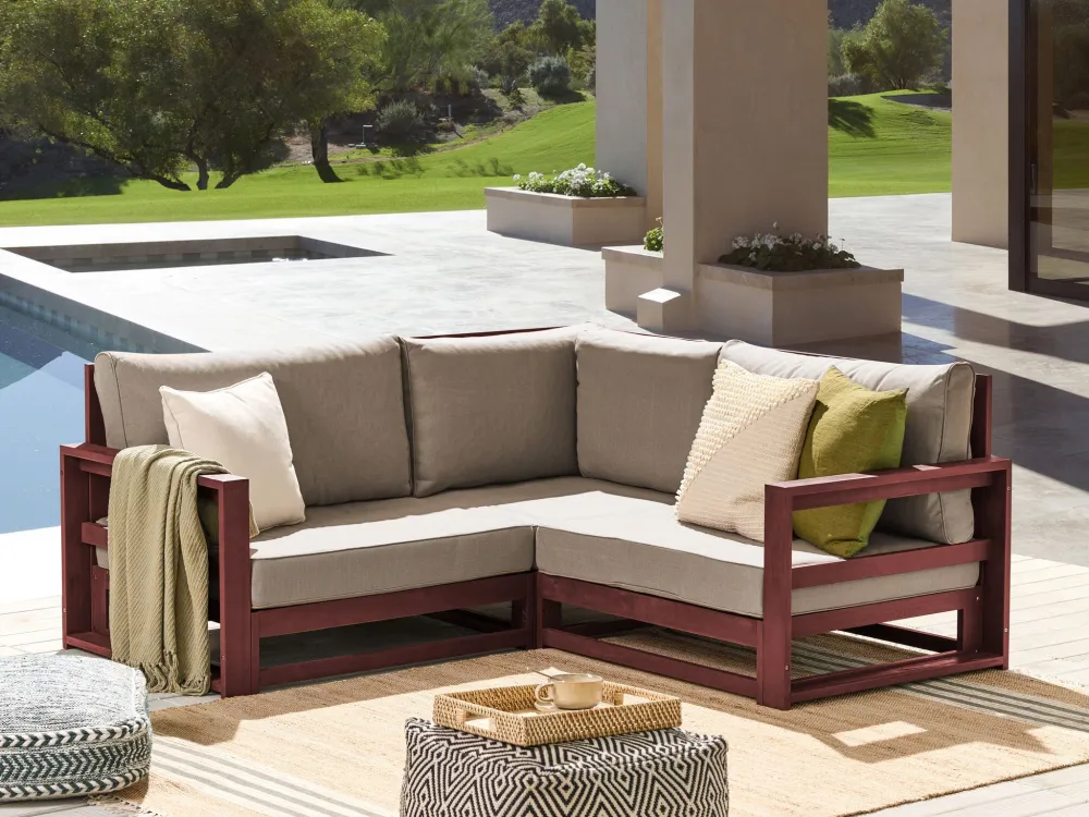 Divano da giardino TIMOR Legno d'acacia Rosso cupo Reversibile con Schienale Regolabile