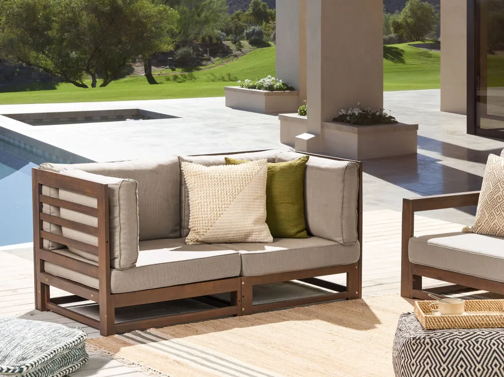 Divano da giardino TRANI Legno d'acacia certificato FSC® Legno nero con Sistema di Montaggio Rapido