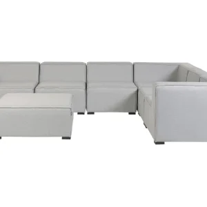 Divano imbottito da giardino Set da giardino AREZZO Poliestere Grigio limpido Sinistra con Portabicchiere Integrato