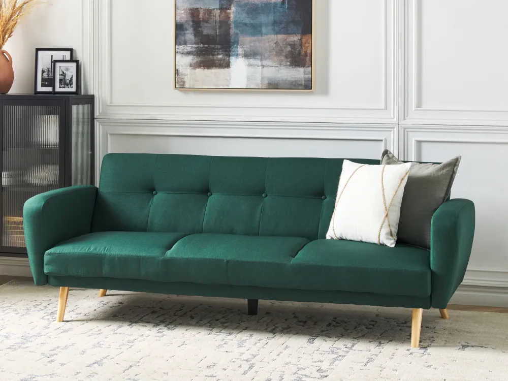 Divano letto 3 posti tessuto verde fosco FLORLI