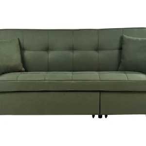 Divano letto 3 posti tessuto verde GLOMMA Legno Massello