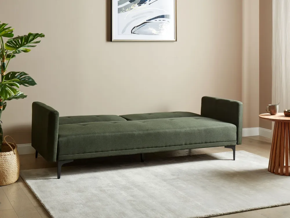 Divano letto.3 posti tessuto verde nero LUCAN Easy Storage