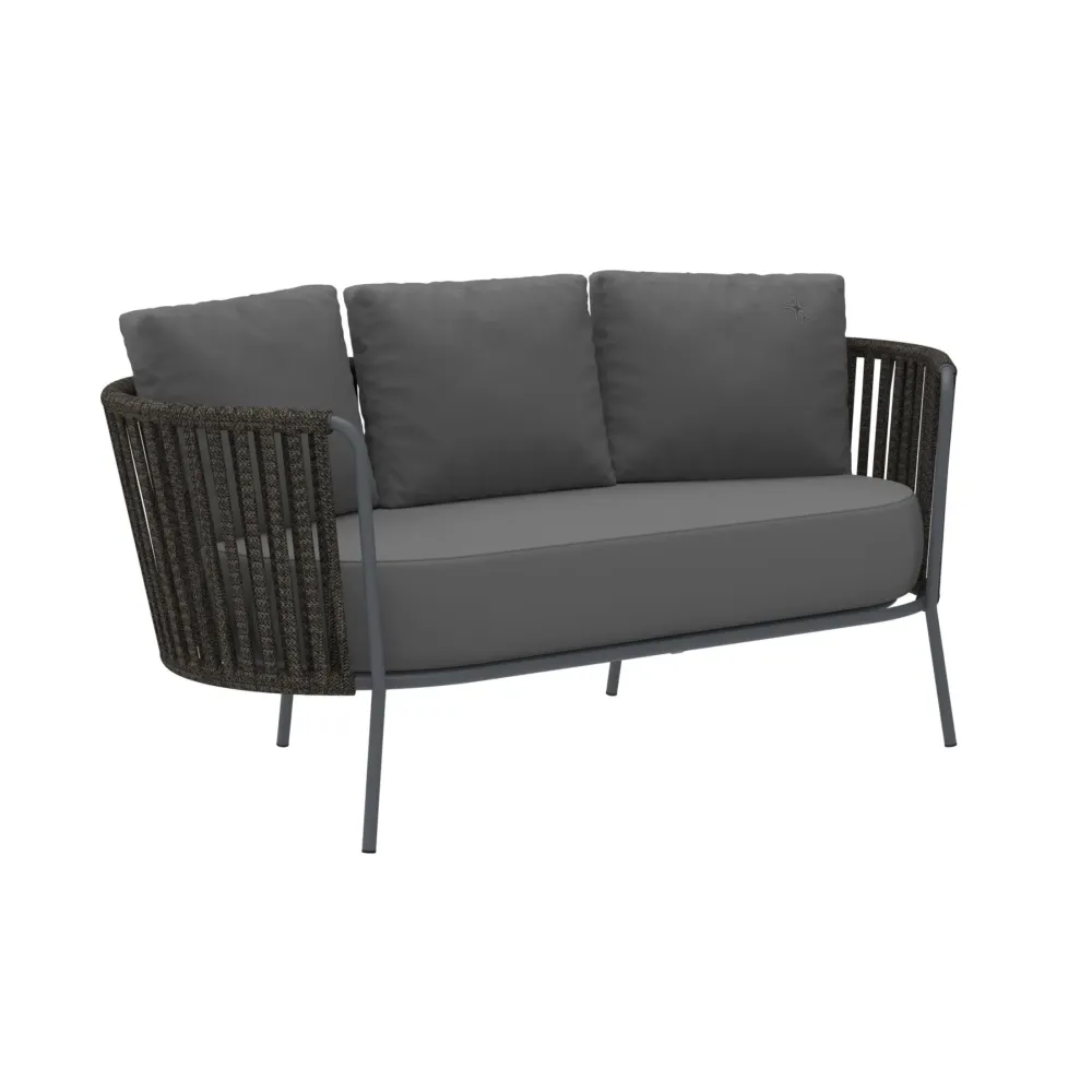 Divano 2 posti corda e acciaio "Daisy Rope" sofà lounge da giardino cm 160x73 71h con Cuscino Estraibile