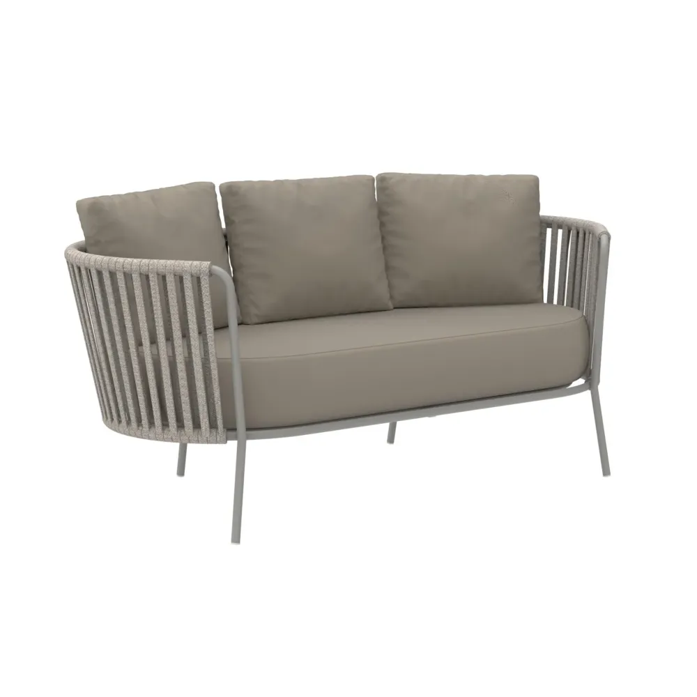Divano 2 posti corda e acciaio "Daisy Rope" sofà lounge da giardino cm 160x73 71h con Cuscino Estraibile