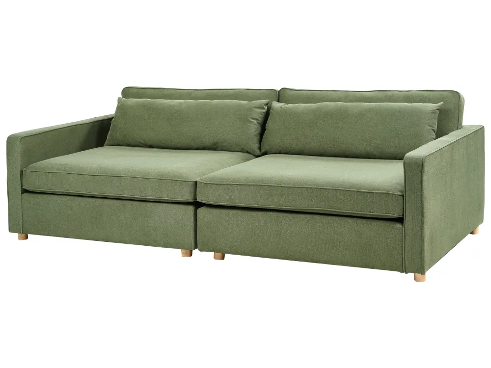 Divano 3 posti tessuto verde VINSTRA Legno Massello
