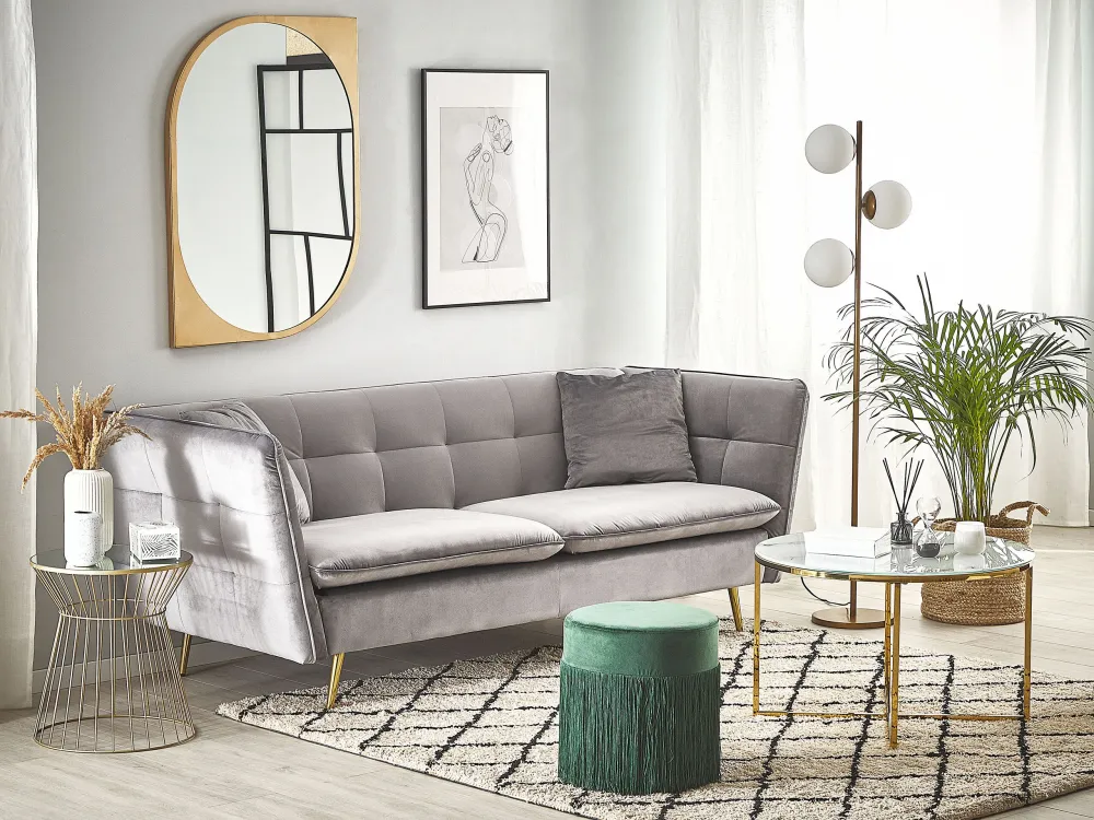 Divano 3 posti di velluto grigio FREDERICA Easy Storage