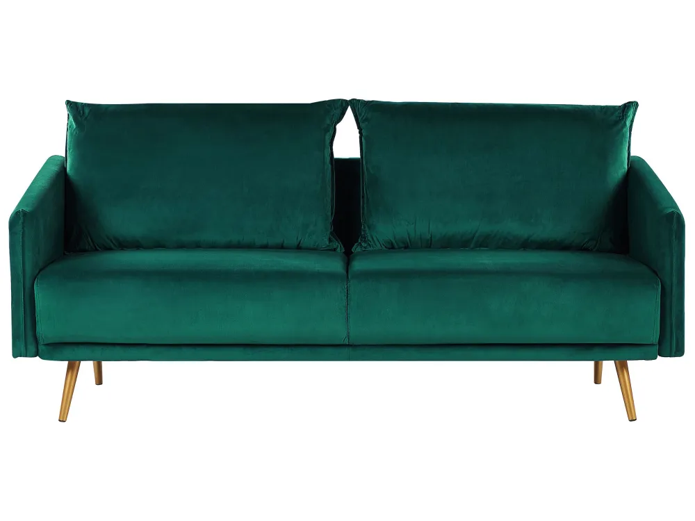 Divano 3 posti velluto verde smeraldo e oro MAURA Materiale Alluminio Anodizzato