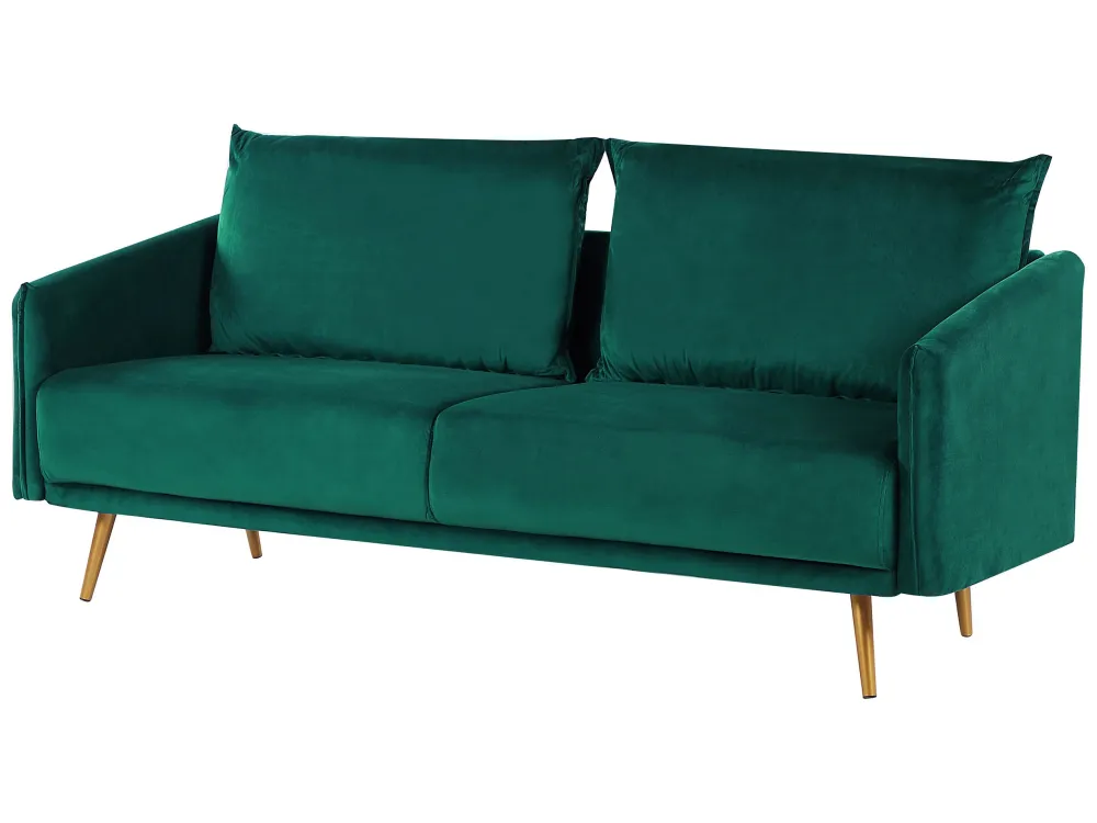 Divano 3 posti velluto verde smeraldo e oro MAURA Materiale Alluminio Anodizzato
