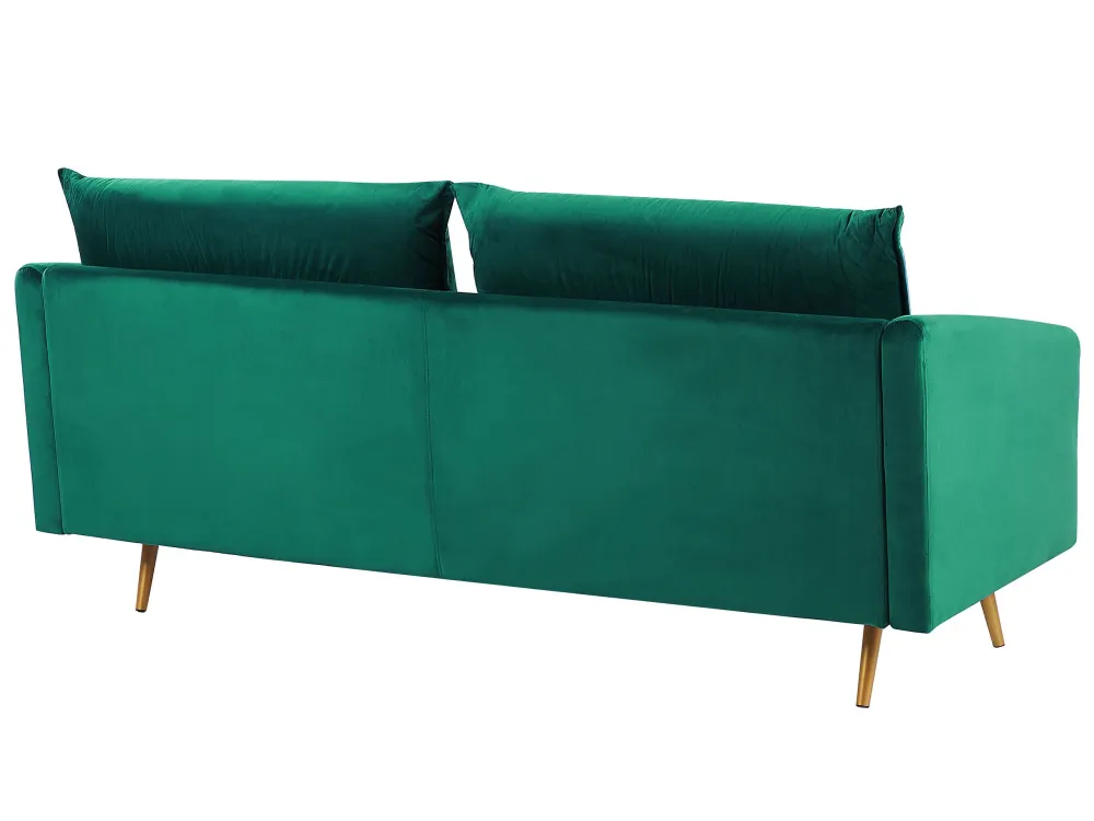 Divano 3 posti velluto verde smeraldo e oro MAURA Materiale Alluminio Anodizzato