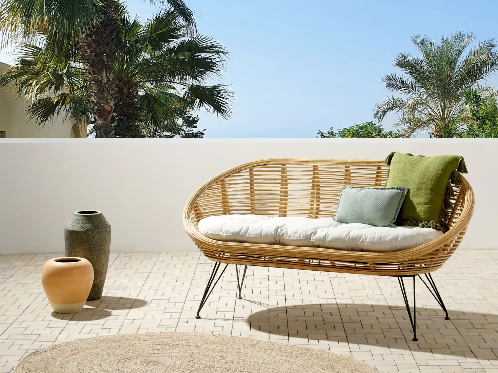 Panca Dondolo Divano da giardino MARATEA Rattan Naturale