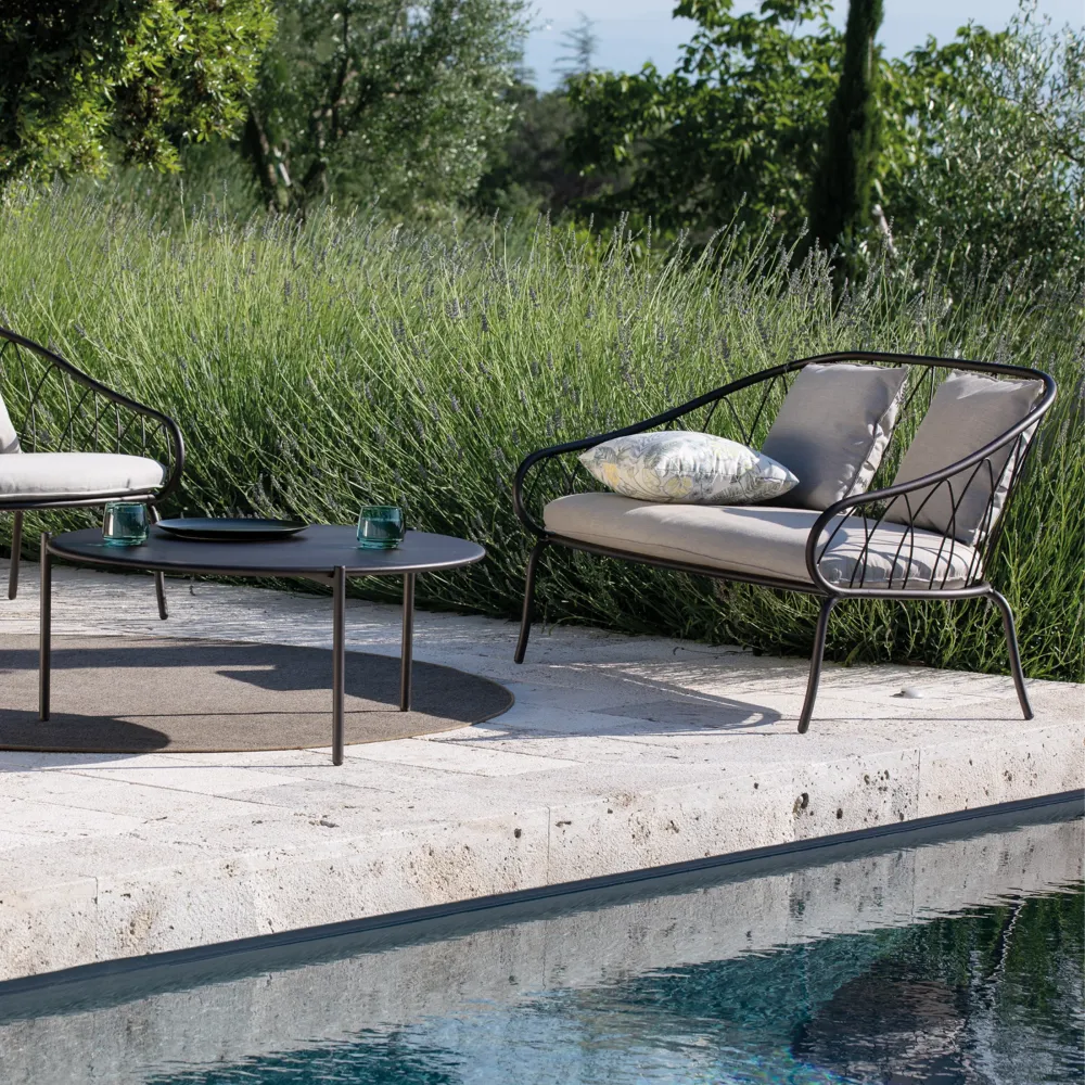 Panca Dondolo Divano da giardino metallo "Flora" panca lounge impilabile cm 160x78 75h