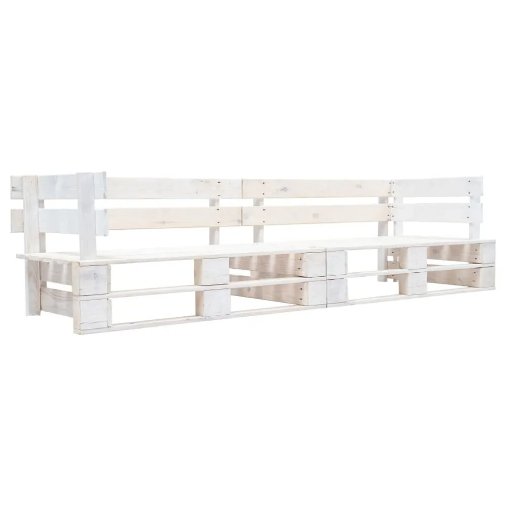 Poltrona Dondolo Divano da Giardino 2 Posti su Pallet Bianco Legno
