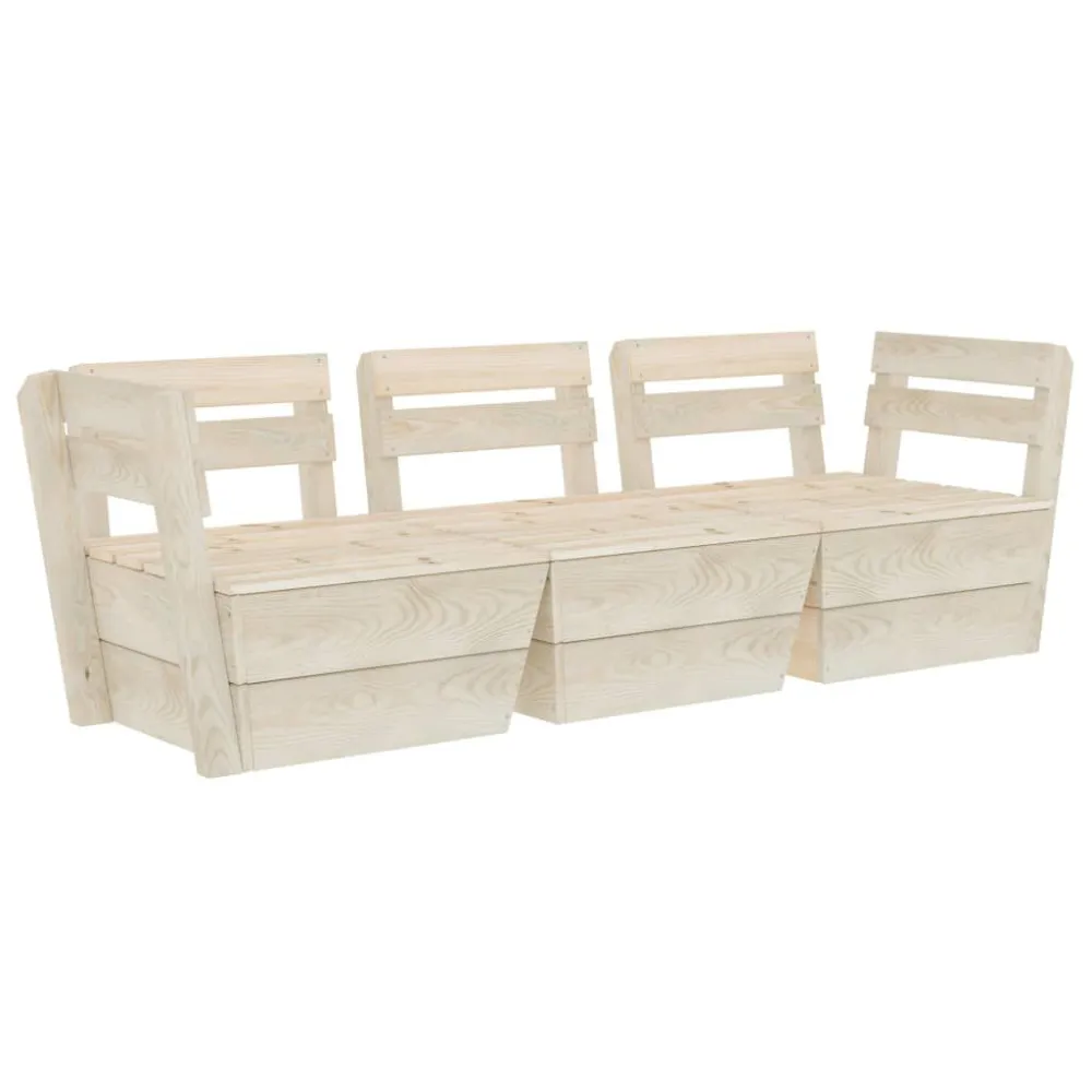 Pouf Portaoggetti Divano da Giardino 3 Posti su Pallet Legno Abete Impregnato