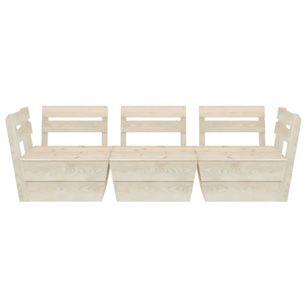 Pouf Portaoggetti Divano da Giardino 3 Posti su Pallet Legno Abete Impregnato