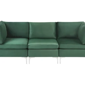 Pouf Portaoggetti Divano modulare 3 posti velluto verde EVJA