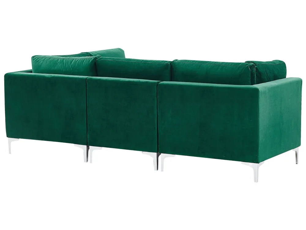 Pouf Portaoggetti Divano modulare 3 posti velluto verde EVJA