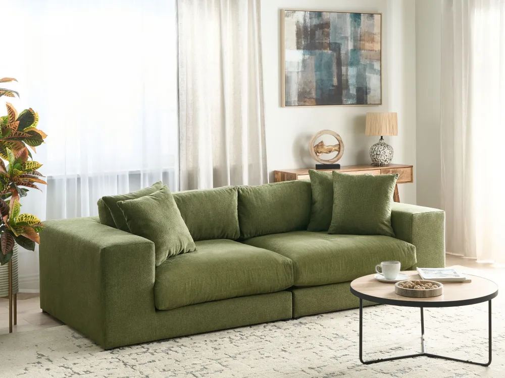 Pouf Portaoggetti Divano 3 posti tessuto verde GLORVIKA II