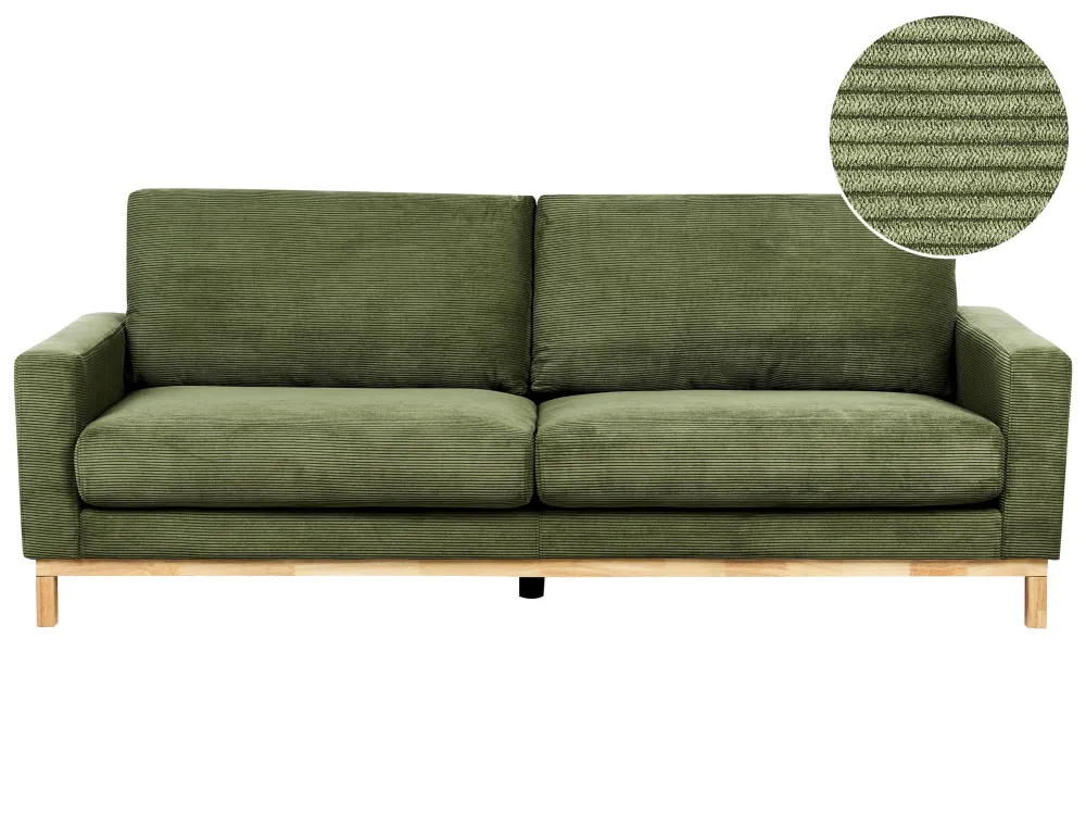 Pouf Portaoggetti Divano velluto coste verde 3 posti SIGGARD