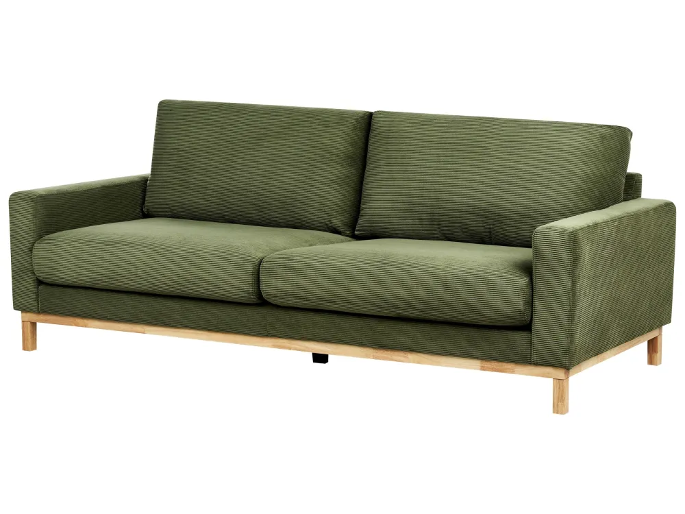 Pouf Portaoggetti Divano velluto coste verde 3 posti SIGGARD