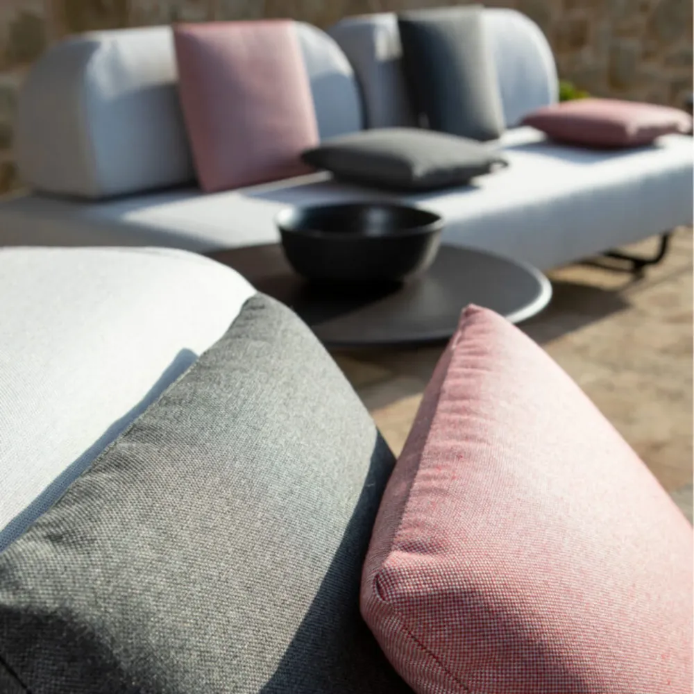 Pouf Portaoggetti Modulo singolo divano imbottito "Santa Fe" metallo da giardino cm 90x90 70h